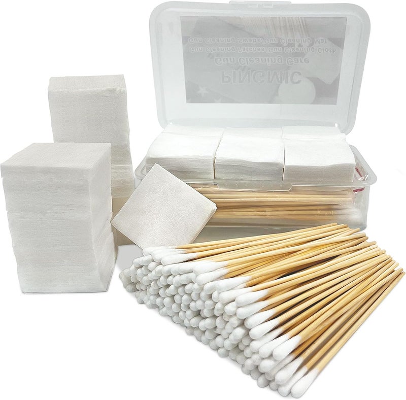 PINGMIC Gun Cleaning Supplies - Gun Cleaning Patches and Long Cotton Swabs Set, 6" Cotton Swabs, Lint Free Cloth Fit Most Caliber Firearms - Image 1